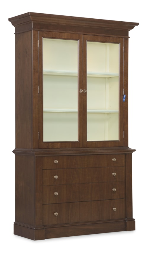 Traditional 4-Drawer Display Cabinet with Touch-Activated LED Lights