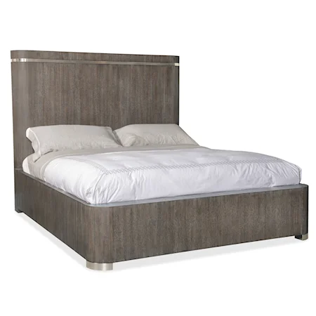 Contemporary Queen Panel Bed with Metal Accents
