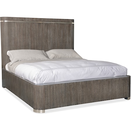 Contemporary Queen Panel Bed with Metal Accents