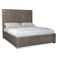 Contemporary California King Panel Bed with Metal Accents