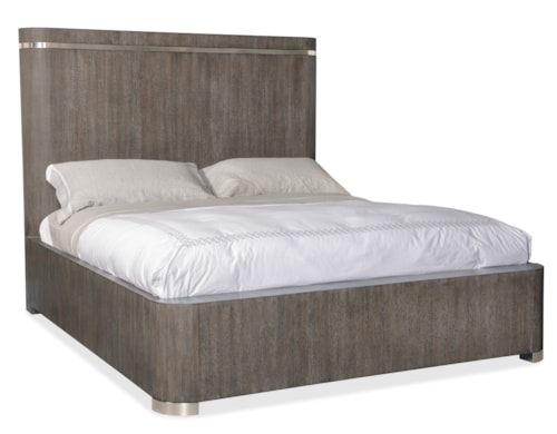 Contemporary California King Panel Bed with Metal Accents