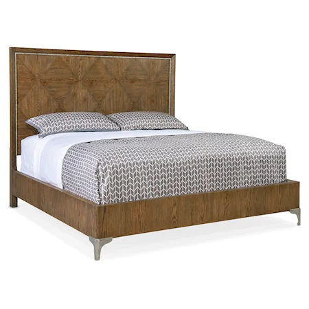 Casual Queen Panel Bed with Metal Inlays