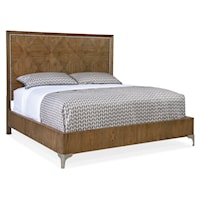 Casual King Panel Bed with Metal Inlays