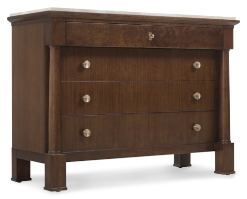 Traditional 4-Drawer Bedroom Chest with Marble Top