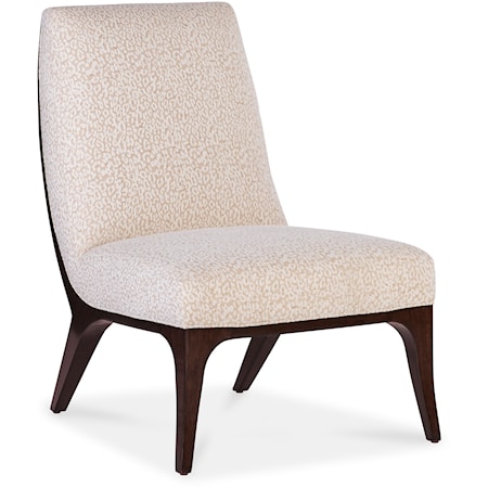 Transitional Upholstered Slipper Chair with Wood Frame