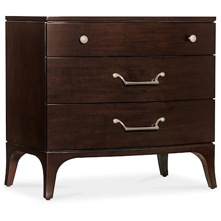 Transitional 3-Drawer Nightstand with Felt-Lined Top Drawer