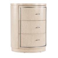 Transitional 3-Drawer Round Nightstand with USB Ports