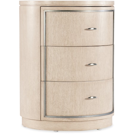 Transitional 3-Drawer Round Nightstand with USB Ports