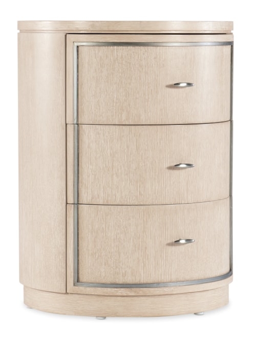 Transitional 3-Drawer Round Nightstand with USB Ports