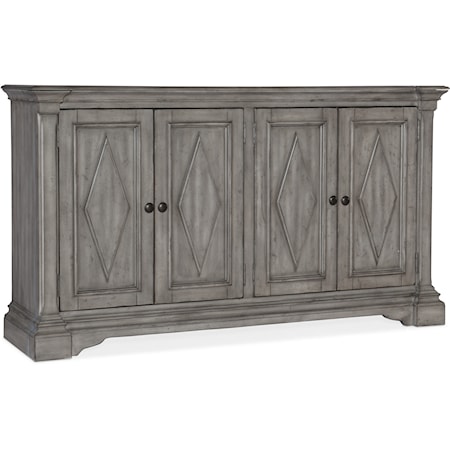 Transitional Gray Wood Cabinet with 4 Doors