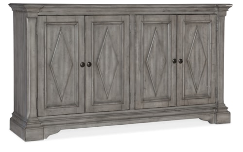 Transitional Gray Wood Cabinet with 4 Doors