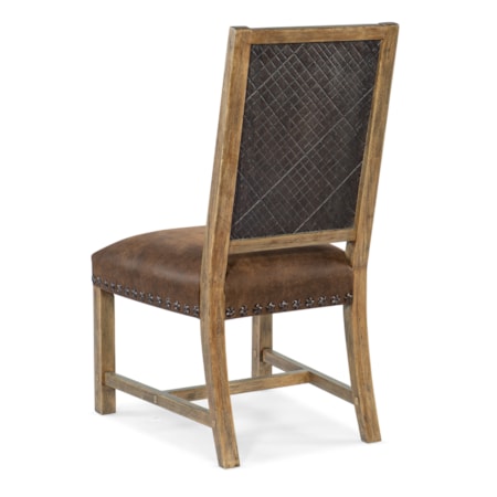 Upholstered Side Chair with Leather Cushion