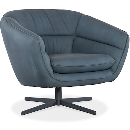 Contemporary Leather Swivel Chair with Metal Base