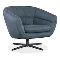 Contemporary Leather Swivel Chair with Metal Base