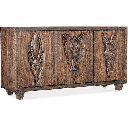 Contemporary 3-Door Safari Credenza with Wire Management Cutouts