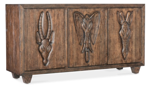Contemporary 3-Door Safari Credenza with Wire Management Cutouts