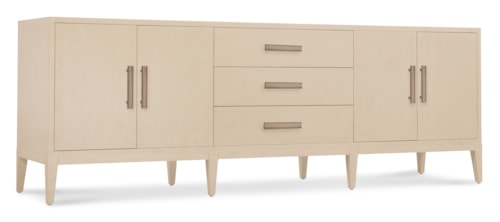 Contemporary 4-Door Credenza with Wire Management Cutouts
