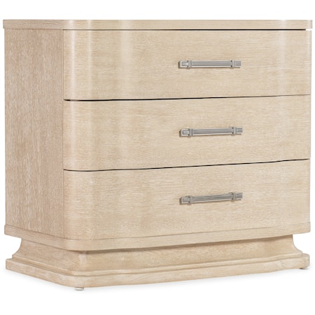 Transitional 3-Drawer Nightstand with USB Ports