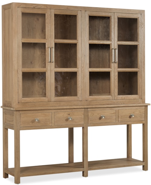 Transitional Adjustable-Shelf Display Sideboard with Silverware Tray