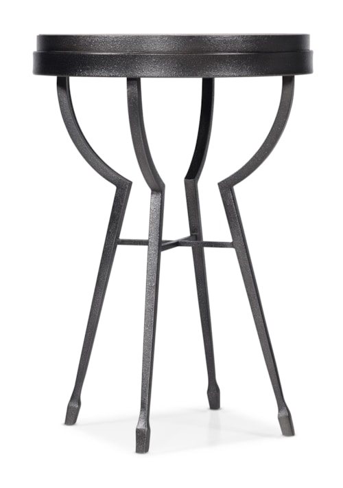 Contemporary End Table with Hammered Metal Top