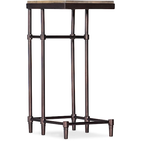Transitional Wood and Metal Chairside Table