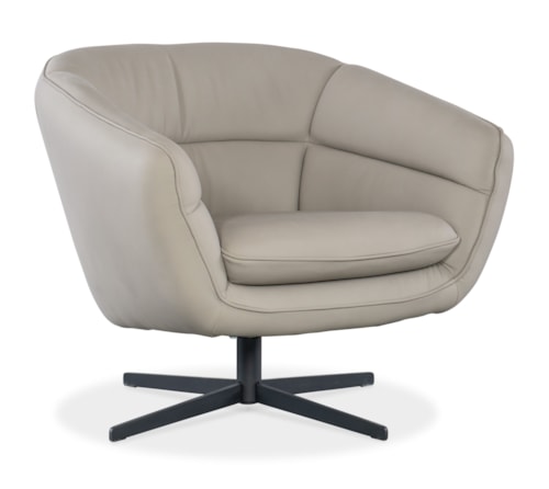 Contemporary Leather Swivel Chair with Metal Base