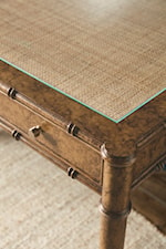 Hooker Furniture Archives Traditional 3-Drawer Writing Desk with Woven Cane Top