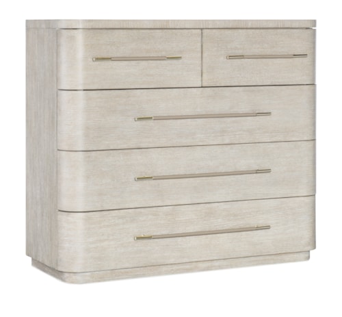 Contemporary 5-Drawer Bedroom Chest with Felt-Lined Top Drawers