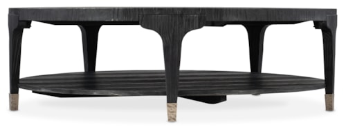Casual Round Cocktail Table with Storage Shelf