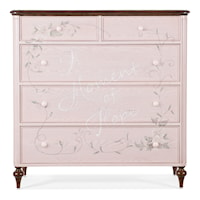 Transitional 5-Drawer Accent Chest with Turned Legs and Handpainted Floral Motifs