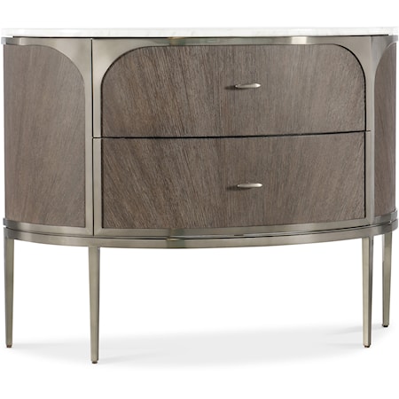Contemporary 2-Drawer Nightstand with Marble Top