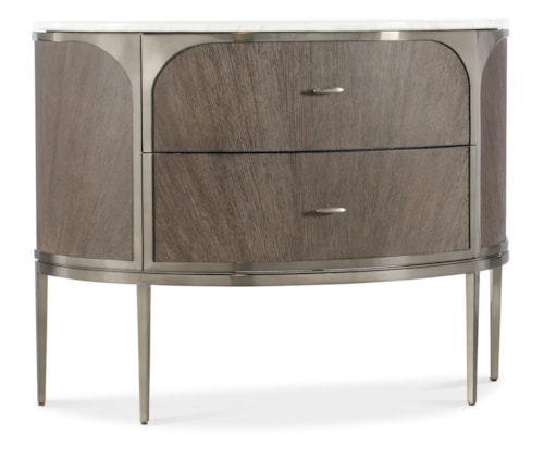 Contemporary 2-Drawer Nightstand with Marble Top