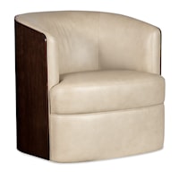 Transitional Upholstered Barrel Chair with Swivel Base