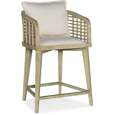 Coastal Barrel Back Counter Stool with Loose Back Pillow