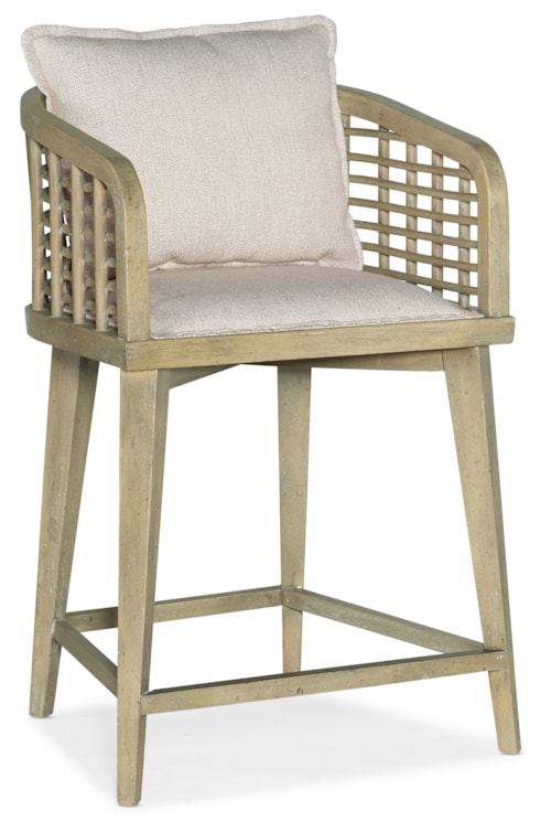 Coastal Barrel Back Counter Stool with Loose Back Pillow