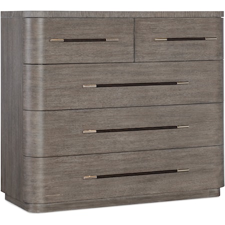 Contemporary 5-Drawer Bedroom Chest with Felt-Lined Top Drawers