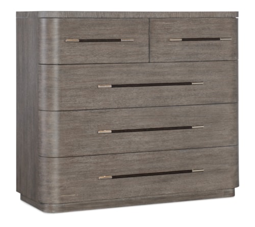 Contemporary 5-Drawer Bedroom Chest with Felt-Lined Top Drawers