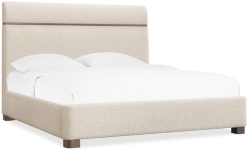 Transitional Queen Panel Bed with  Upholstered Headboard