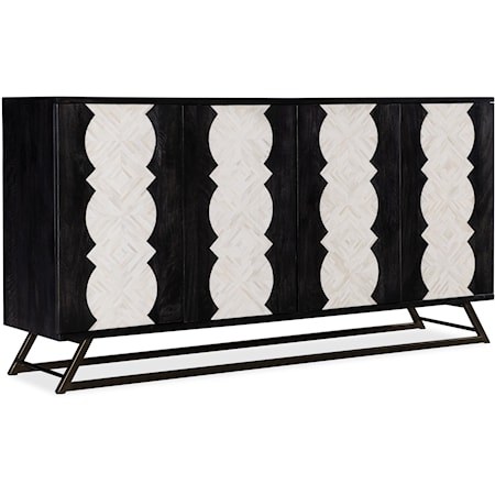 Casual 4-Door Moroccan Modern Storage Credenza with Adjustable Shelves