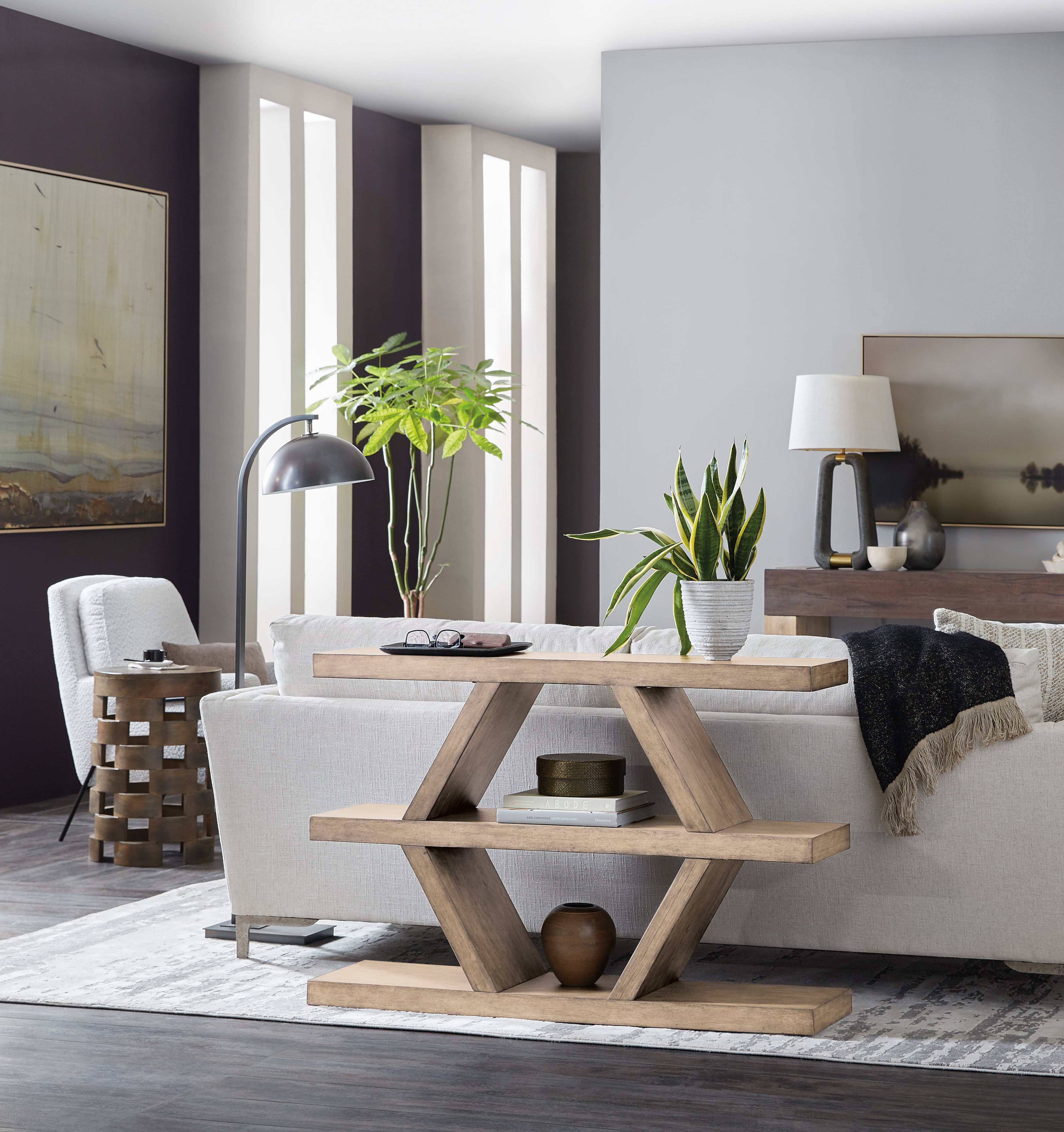 Hooker Furniture Commerce and Market Open Shelf Sofa Table