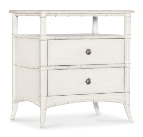 Coastal 2-Drawer Nightstand with Open Shelf
