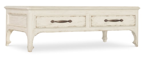 Traditional 2-Drawer Rectangle Cocktail Table with Self-Closing Drawers