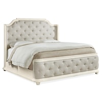 Traditional King Upholstered Panel Bed with Tufting