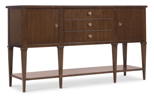 Traditional 3-Drawer Dining Server with Marble Top