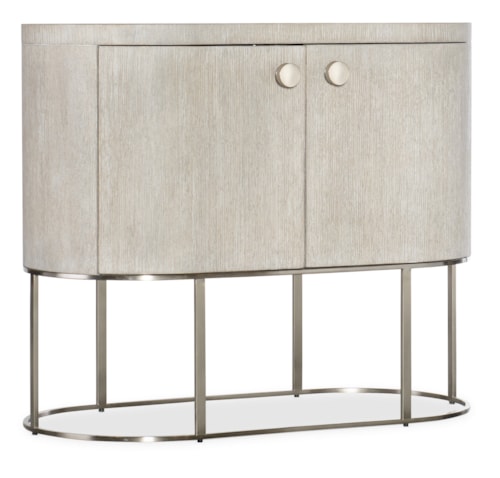 Contemporary 2-Door Oval Nightstand with Metal Base