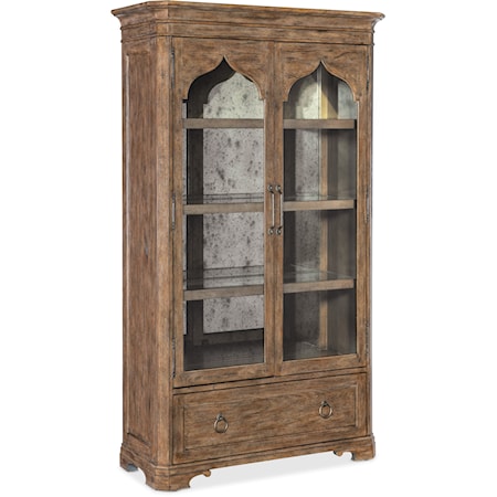 Traditional 2-Door Display Cabinet with Interior Lighting