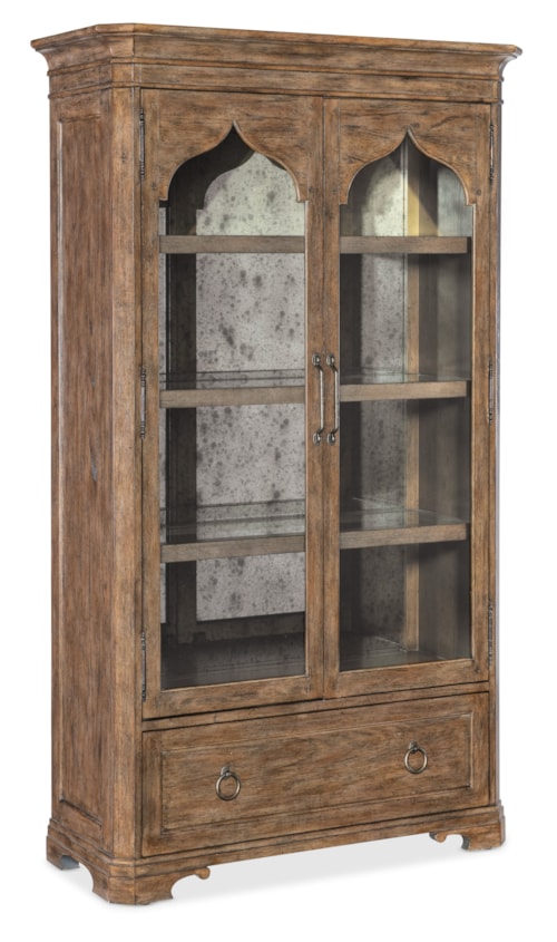 Traditional 2-Door Display Cabinet with Interior Lighting