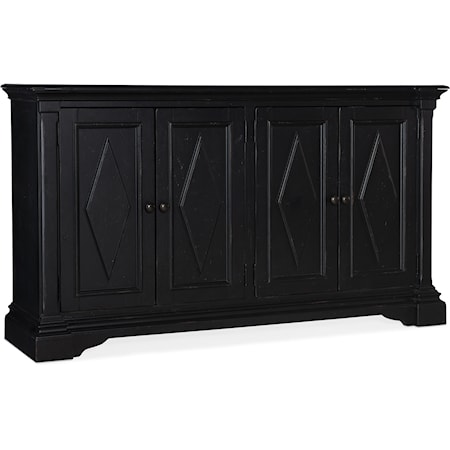 Transitional 4-Door Black Wood Cabinet