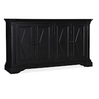 Transitional 4-Door Black Wood Cabinet