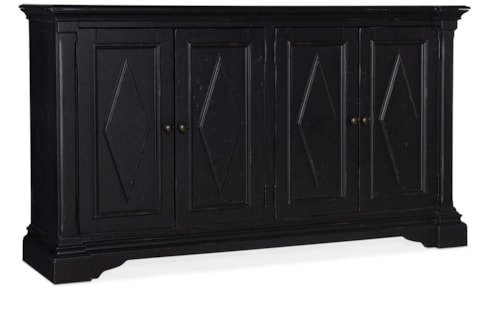 Transitional 4-Door Black Wood Cabinet